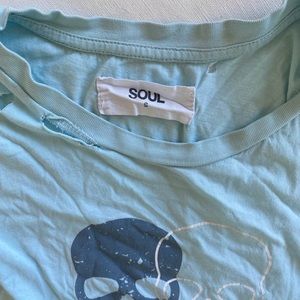 Soul by Soulcycle Distressed Light Blue Tank Top w/ Blue/White Skulls Size Small